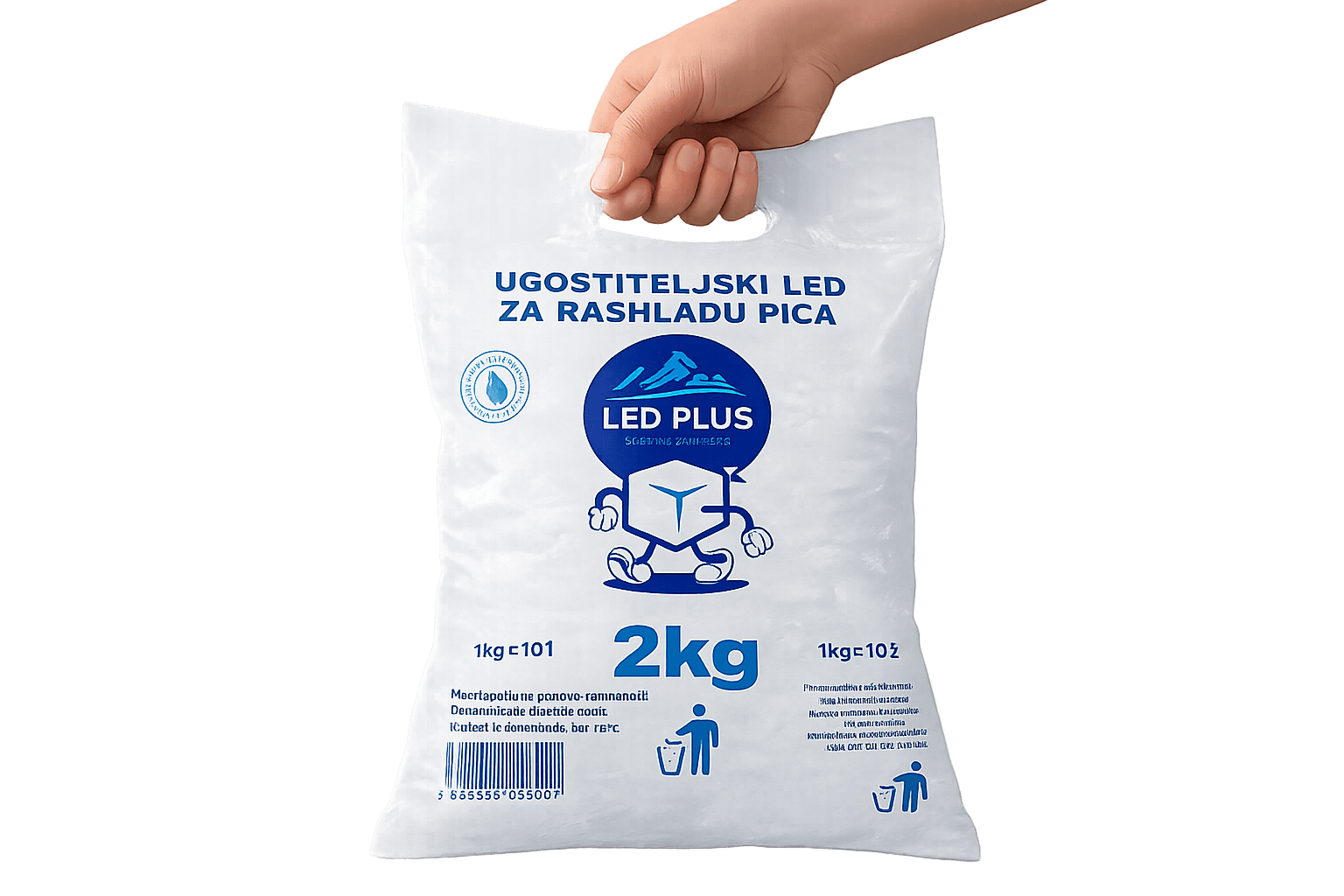 LED Plus 2kg pakovanje – kristalno čist ugostiteljski led